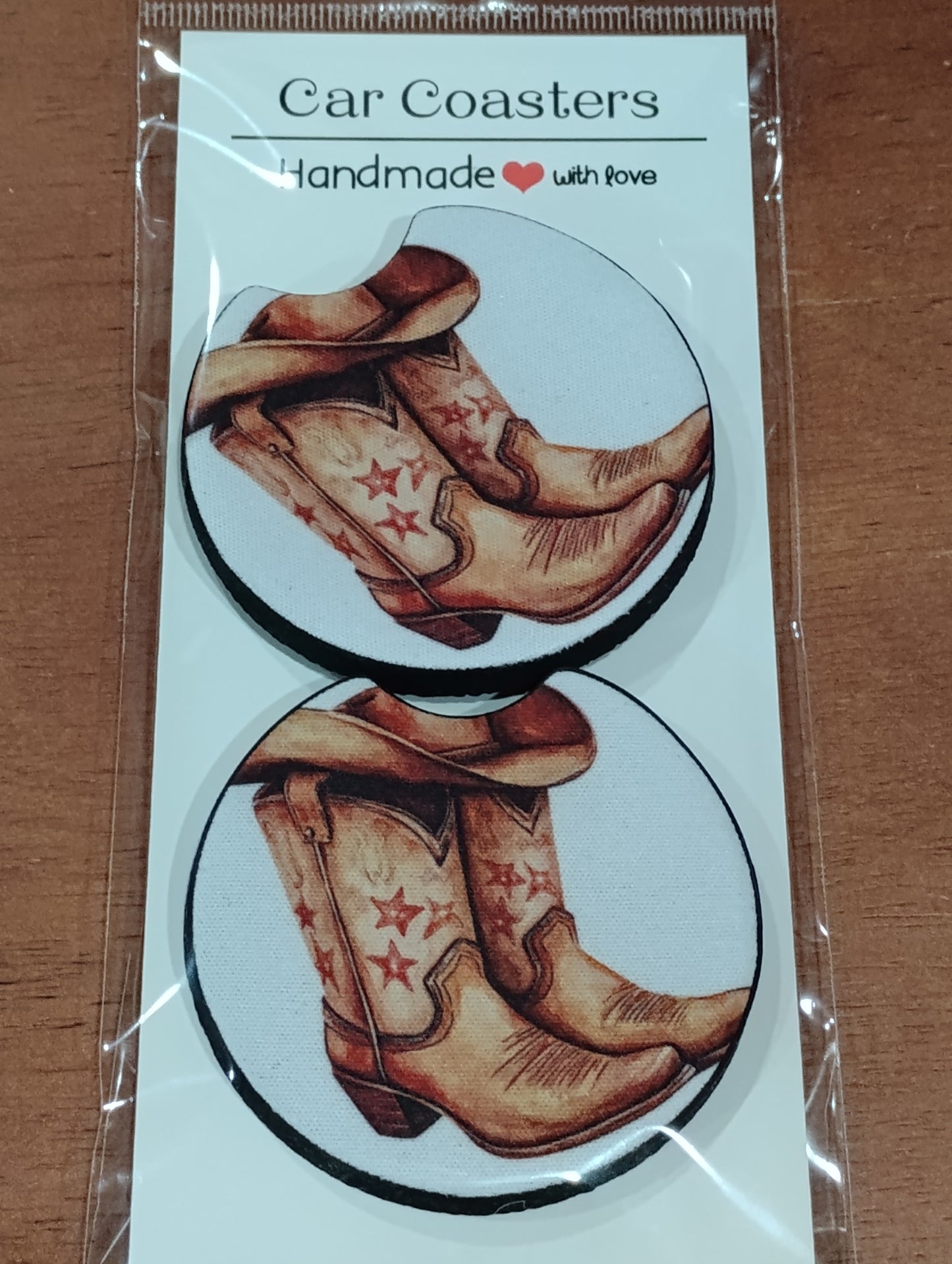 Car Coaster Western Brown Boots & Hat