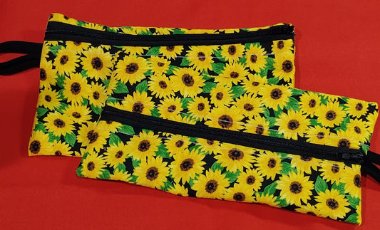 2 piece Cotton Zipper Bags SUNFLOWERS